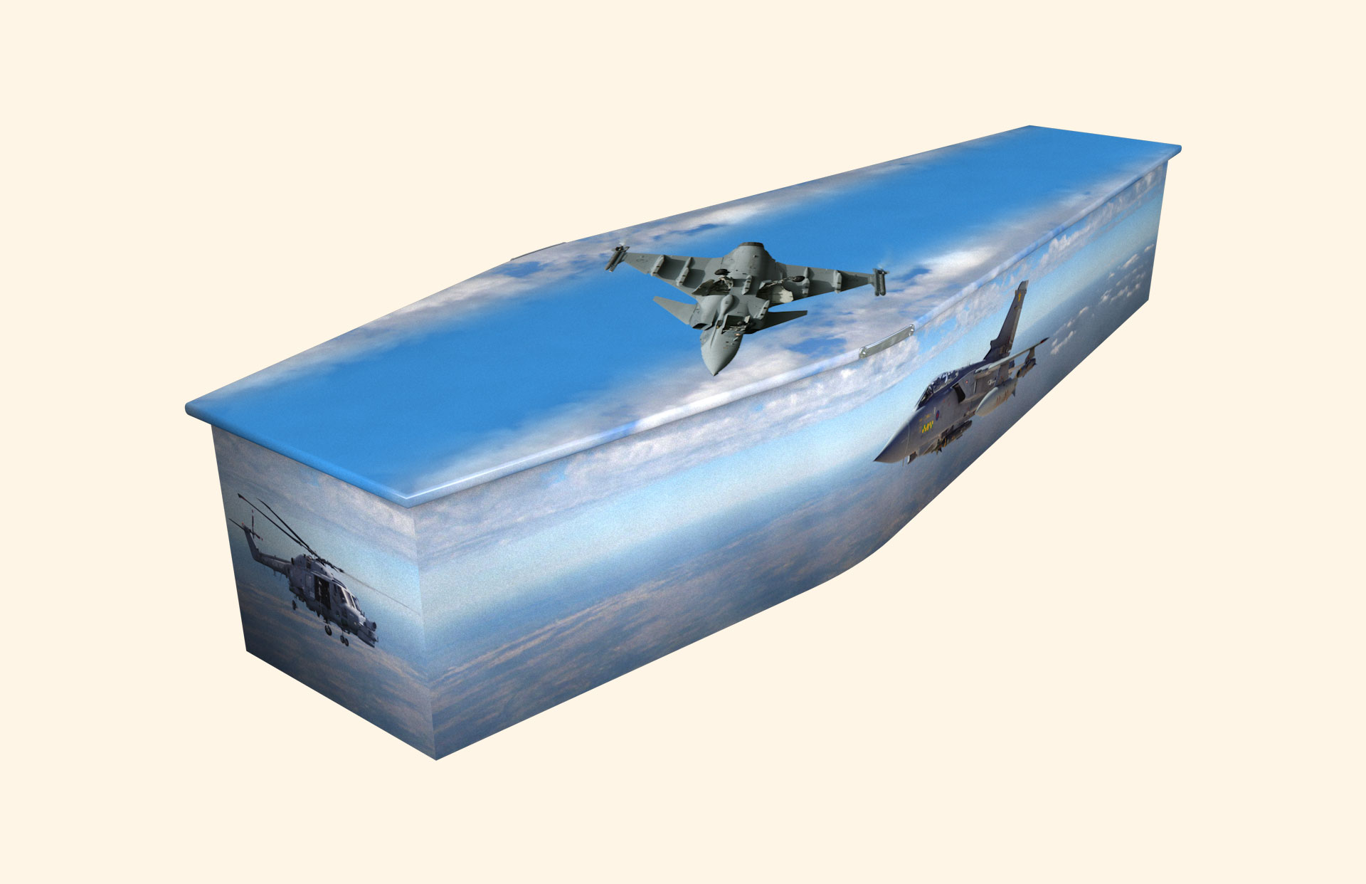 Fighter Planes design on a traditional coffin